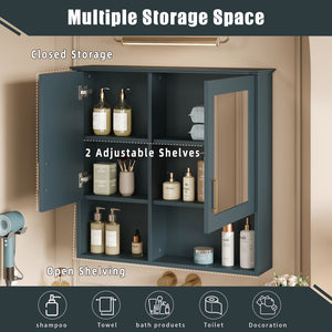English Elm 2-in-1 Matte Wall Mounted Medicine Cabinet Soft Close Mirror Storage for Bathroom Vanity Blue N710P389456C