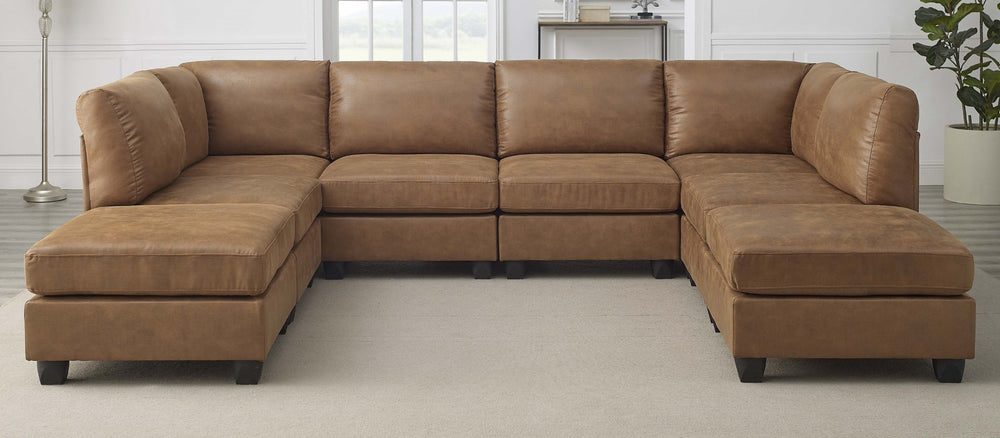 English Elm Faux Leather Modular Sectional Sofa Reconfigurable Pu Upholstery Living Room B2748S00044