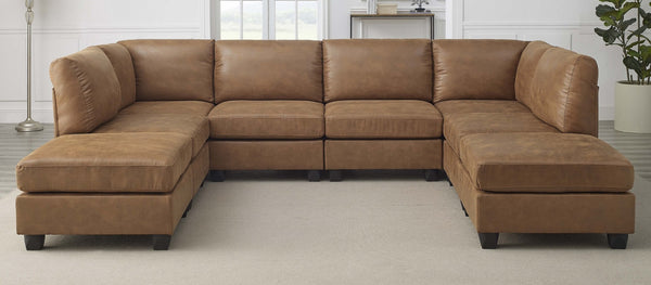 English Elm Faux Leather Modular Sectional Sofa Reconfigurable Pu Upholstery Living Room B2748S00044