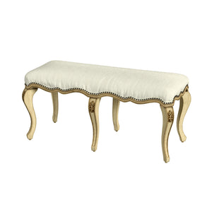 Butler Specialty Michelline Elegant Upholstered Accent Bench With Carved Legs And Antique Brass Nail Heads For Home Decor Beige Rubberwood Solids,Mdf,Urethane Foam,Cotton 2902424-butler