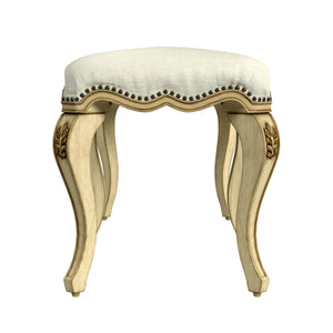 Butler Specialty Michelline Elegant Upholstered Accent Bench With Carved Legs And Antique Brass Nail Heads For Home Decor Beige Rubberwood Solids,Mdf,Urethane Foam,Cotton 2902424-butler