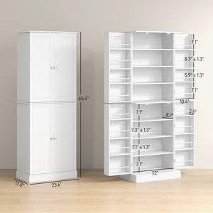 English Elm Homcom 65" Freestanding Kitchen Pantry Cabinet - Modern Storage With Adjustable Shelves & Safety Features W2225P229291