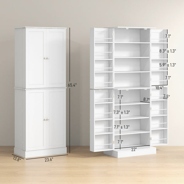 English Elm Homcom 65" Freestanding Kitchen Pantry Cabinet - Modern Storage With Adjustable Shelves & Safety Features W2225P229291