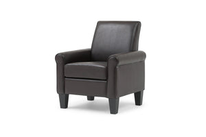English Elm Vineland High Back Faux Leather Accent Chair with Tailored Piping for Modern Living Dark Brown B078P497924