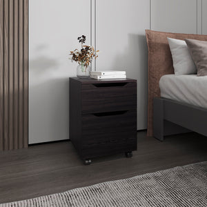 English Elm FM Nogales NightStand with 2 Drawers — Compact Scratch-Resistant Melamine Bedside Table for Small Rooms Wenge 24.41 L x 21.65 W x 5.91 H B128P301387
