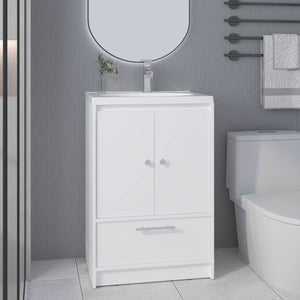 English Elm Bathroom Vanity Slim Sink Cabinet with Single Door, Engineered Wood, Space-Saving Modern Design White 34.25 L x 23.23 W x 13.39 H B097P350321