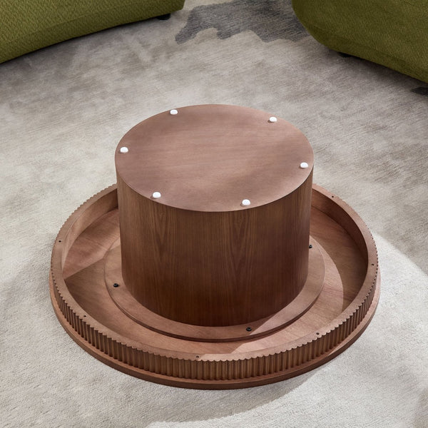 English Elm 35.04''fiberglass Round Coffee Table Faux Marble Finish Low Profile Modern Living Room W2582S00190