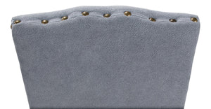 Sarreid Thorne Side Chair - Distressed Oak With Blue Wrinkled Linen & Tacks, Ideal For Stylish Dining Spaces Blue  29083