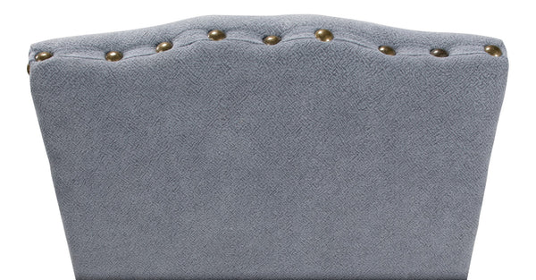 Sarreid Thorne Side Chair - Distressed Oak With Blue Wrinkled Linen & Tacks, Ideal For Stylish Dining Spaces Blue  29083