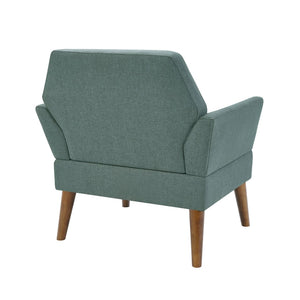 English Elm Modern Hand-tufted Lounge Chair Solid Wood Legs Mid-century Accent Seat for Living Room Blue B035P482917