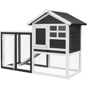English Elm PawHut Heavy Duty 43" Steel Dog Crate with Wheels, Removable Tray, Top Access & Foldable Bowl Holder Grey+White W2225P217668