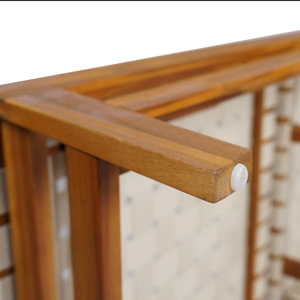 English Elm Christopher Knight Home® - Outdoor Rope Chaise Lounge with Acacia Wood Frame and Adjustable 4-Position Recline for Patio Comfort Teak,White 84.84 L x 29.13 W x 5.78 H N776P288556W