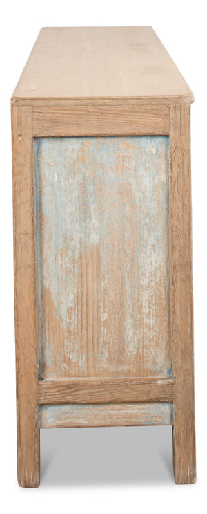 Sarreid Gansu Sideboard - Stylish 6-door Pine Storage With 3 Removable Shelves For Versatile Organization Blue  29093