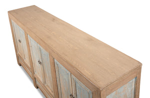 Sarreid Gansu Sideboard - Stylish 6-door Pine Storage With 3 Removable Shelves For Versatile Organization Blue  29093