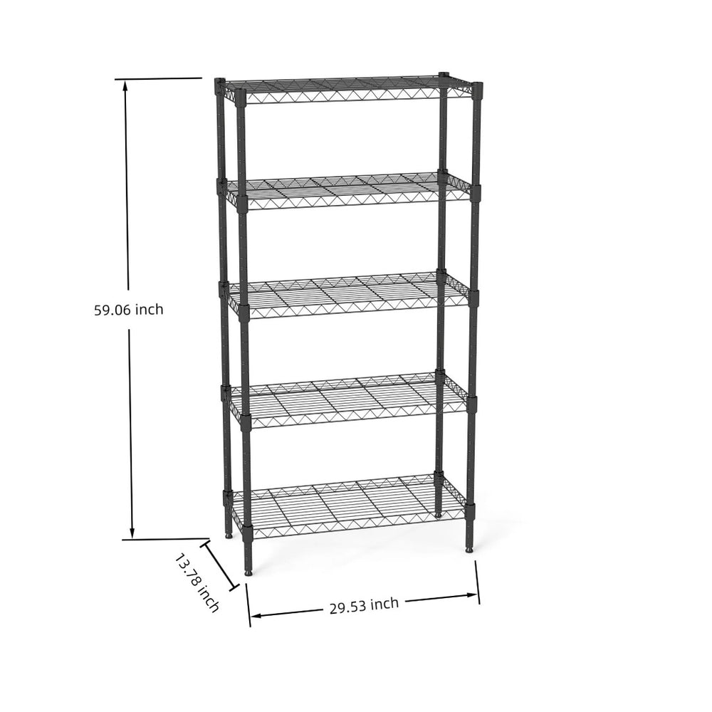 English Elm Multi Tier Steel Wire Shelving Unit for Laundry Bathroom Kitchen Vertical Storage Black W3895P460440