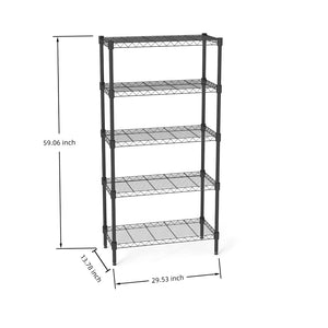 English Elm Multi Tier Steel Wire Shelving Unit for Laundry Bathroom Kitchen Vertical Storage Black W3895P460440
