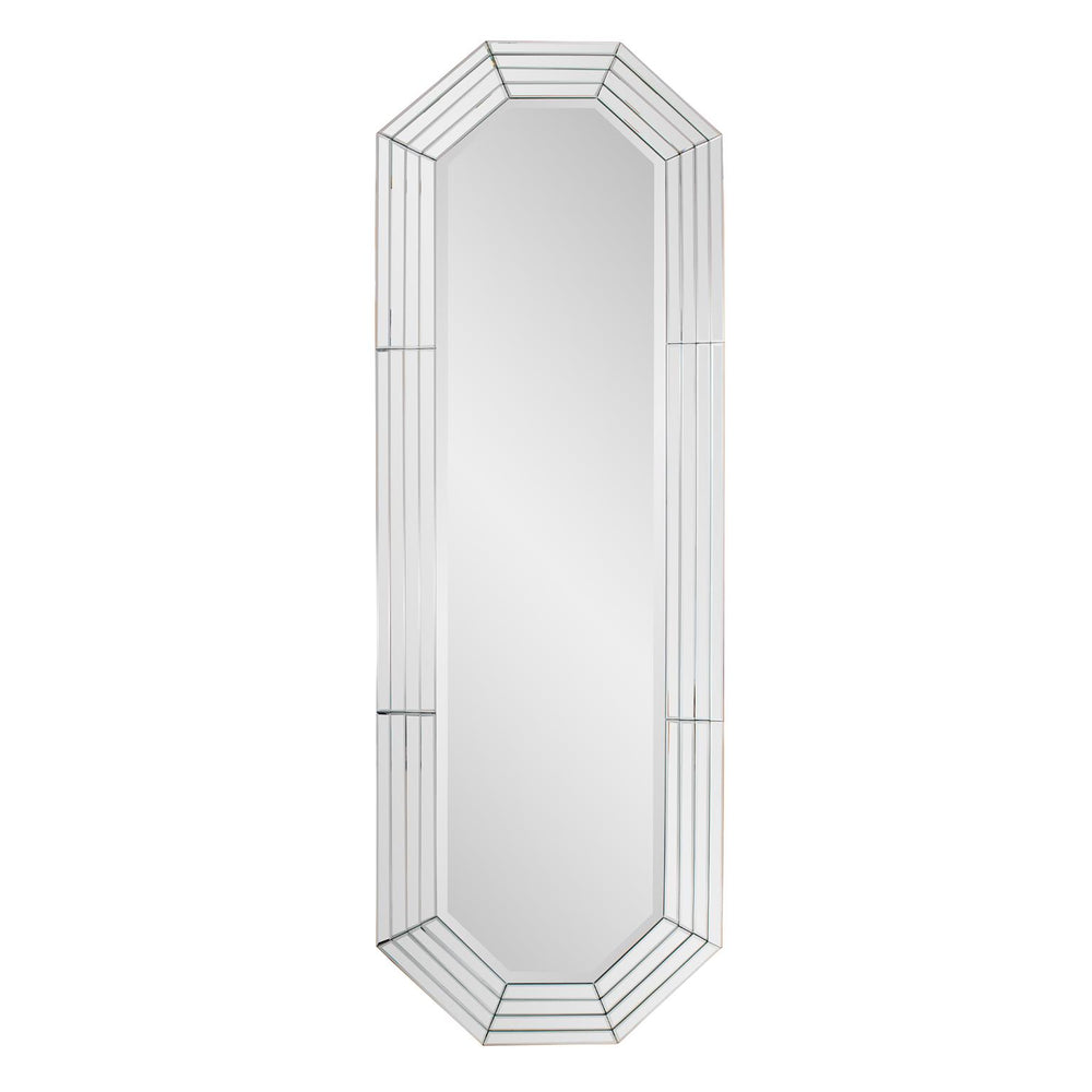 Howard Elliott Lenox Octagonal Dressing Mirror - Stunning Beveled Design With Champagne Finish For Bold Decor Statement Silver Mdf 29099-howard-elliott