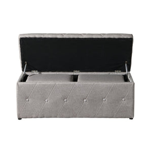English Elm 1 Set of Two Linen Upholstered Rectangular Storage Ottomans for Bedroom Living Room W2297P455290