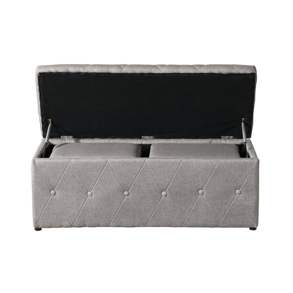 English Elm 1 Set of Two Linen Upholstered Rectangular Storage Ottomans for Bedroom Living Room W2297P455290