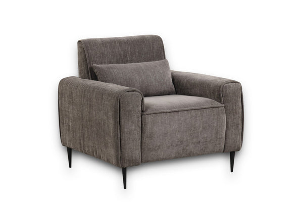 English Elm Rossa Chenille Accent Chair with Pocket Coil Seating Black Metal Legs and Throw Pillow Gray B2749S00084