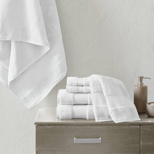 JLA Home Madison Park Signature - Cotton Plush Turkish 6-Piece Towel Set 600 GSM — Oversized, Highly Absorbent Spa-Quality Towels Crafted White MPS73-349