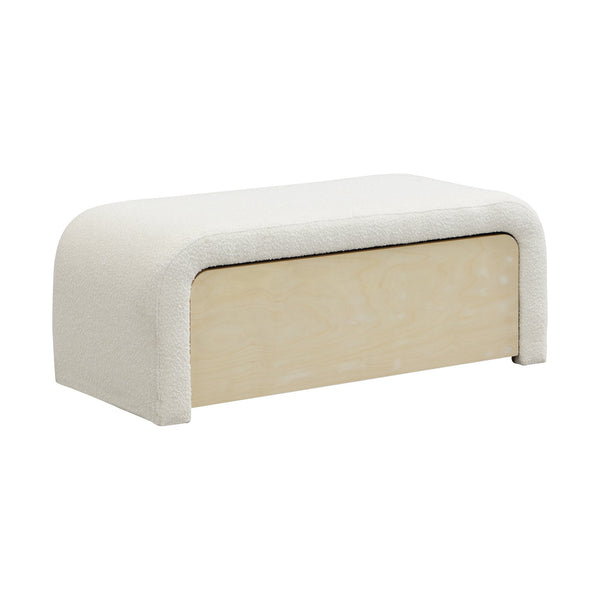 English Elm Christopher Knight Home® - Upholstered Ottoman With Storage Drawer - Chic Boucle Fabric, Solid Wood, Versatile Seating Solution N757P303234W