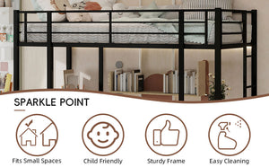 English Elm Iron framed bunk bed with L-shaped study desk and dual-side stairs, space-saving durable design Black W1935P330795