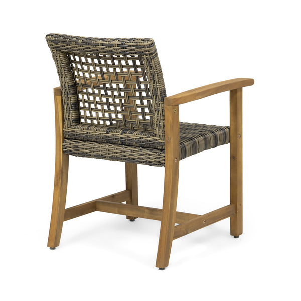 English Elm Christopher Knight Home® - HAMPTON Acacia Wood Dining Chair Pair with Handwoven Wicker Seats and Durable Velvet Finish Natural Stained 60400.00