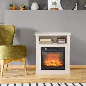 English Elm Homcom 27" Electric Fireplace With Realistic 3D Flame, Remote Control, Stylish Mantel, And Heater W2225P249855