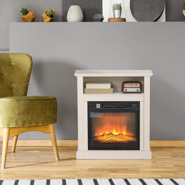 English Elm Homcom 27" Electric Fireplace With Realistic 3D Flame, Remote Control, Stylish Mantel, And Heater W2225P249855