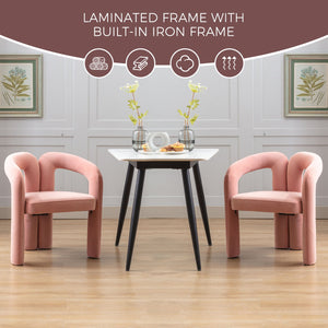 English Elm Contemporary Velvet Upholstered Dining Chair with Steel Frame, Rounded Back Comfort for Home Pink W395103725