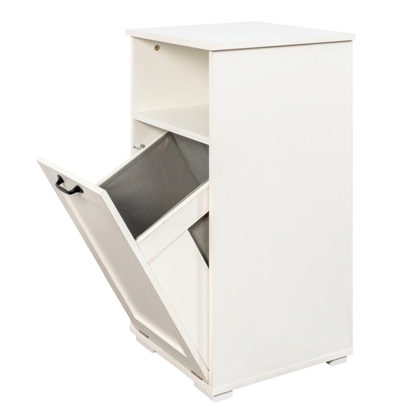 English Elm Laundry Cabinet with Removable Liner Bag, Slim Divided Storage for Dorms & Apartments, Open Shelf Organizer W331P365071