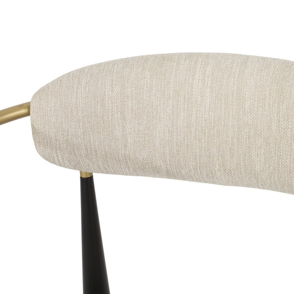 English Elm Counter Stools Set of Two Matte Black Iron Frames Gold Trim Upholstered Seats N771P249370A