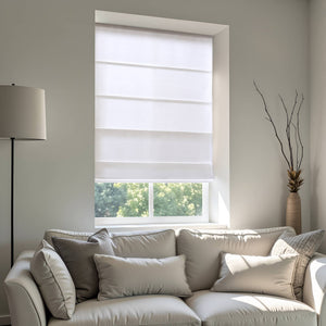 English Elm 1PC Cordless Roman Blind 27x64" Galen Matte Fabric Blackout Polyester Window Panel, Durable Coating White 4.96 L x 9.25 W x 8.07 H B035P341200