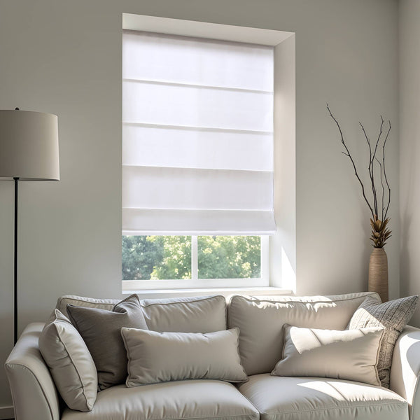 English Elm 1PC Cordless Roman Blind 27x64" Galen Matte Fabric Blackout Polyester Window Panel, Durable Coating White 4.96 L x 9.25 W x 8.07 H B035P341200