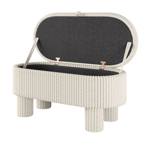 English Elm Modern Corduroy Upholstered Storage Bench with Lift Top Lid for Bedroom Entryway Beige N719P305624A