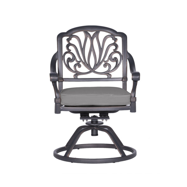 English Elm Cast Aluminum Dining Armchair Set Of 2 - Elegant, Weather-Resistant Chairs With Plush Cushions B010P278358