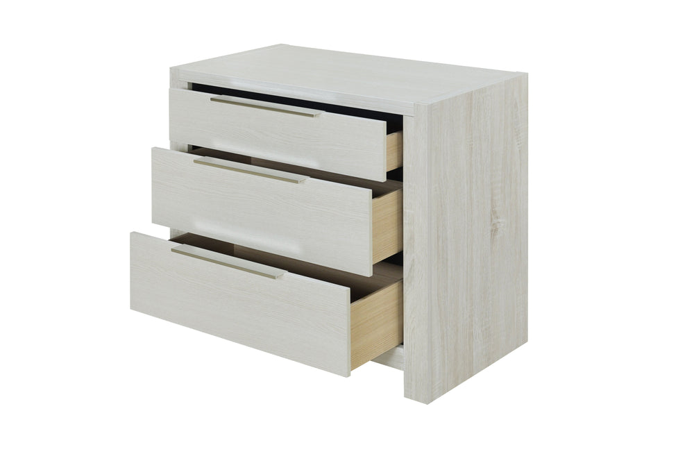 English Elm Jehoram Beige Nightstand with 3 Drawers, Dovetail Full-Extension Glides, Solid Wood Blend, No Assembly Required B2726P377000