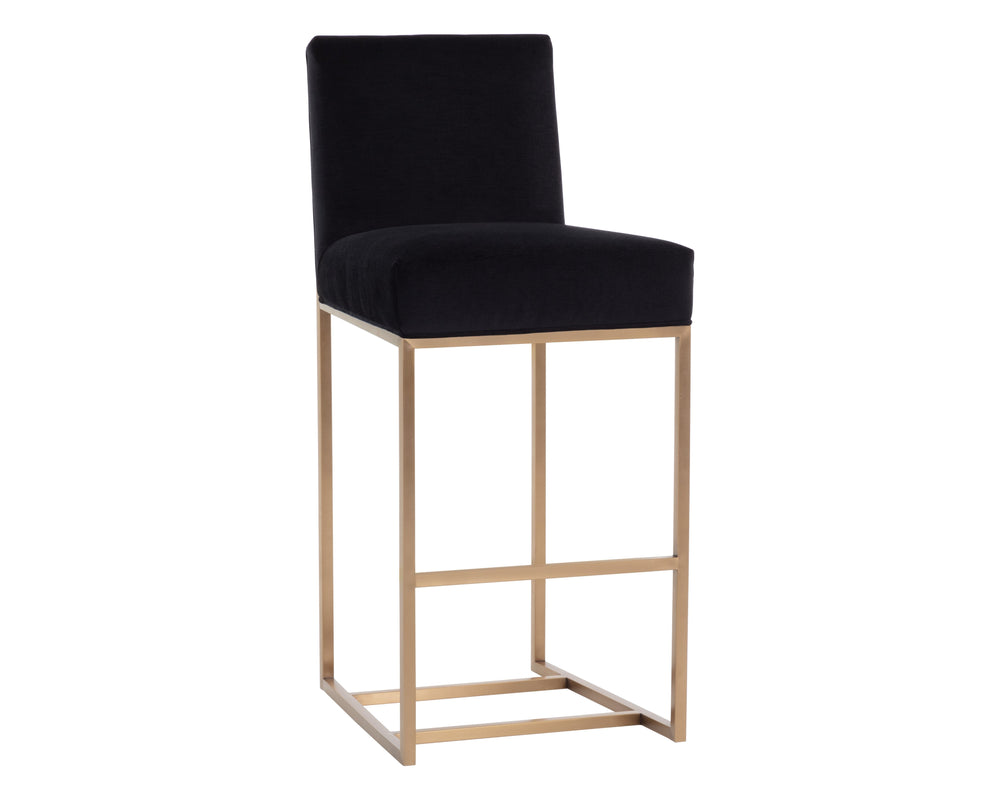 Sunpan Joyce Modern Barstool with Gold Stainless Steel Frame – Stylish Seating for Your Bar Area Cube Black