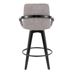 English Elm Fixed-height Swivel Counter Stools with Faux Leather Seats and Chrome Footrest Set of 2 B202S01806