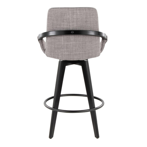 English Elm Fixed-height Swivel Counter Stools with Faux Leather Seats and Chrome Footrest Set of 2 B202S01806
