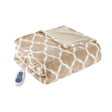 Beautyrest Heated Ogee Casual Throw BR54-0540 Tan