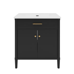 English Elm Christopher Knight Home® - 30 Inches Bathroom Vanity With Integrated Sink, Soft-Close Doors & Curved Design For Stylish Storage N817P299509B