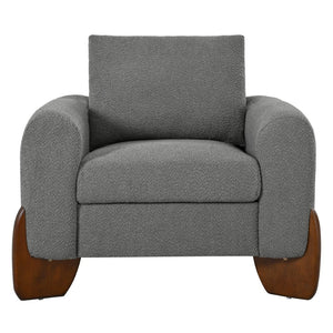 English Elm U_style Bouclé 3 Piece Living Room Sofa Set with Loveseat and Two Accent Armchairs Grey WY000479AAE