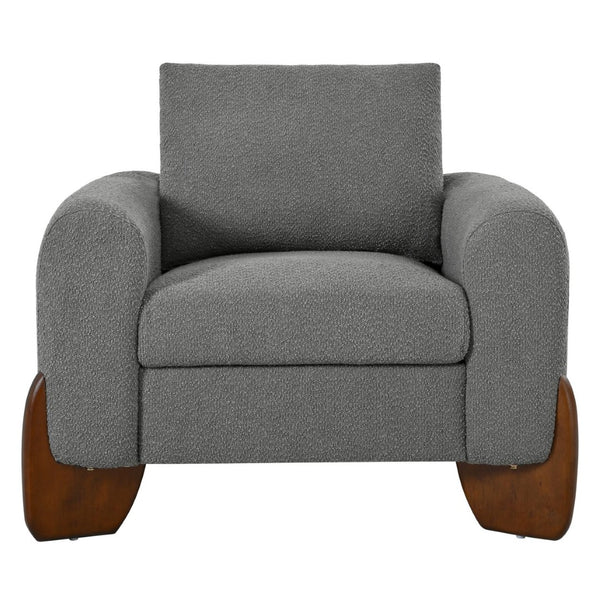 English Elm U_style Bouclé 3 Piece Living Room Sofa Set with Loveseat and Two Accent Armchairs Grey WY000479AAE