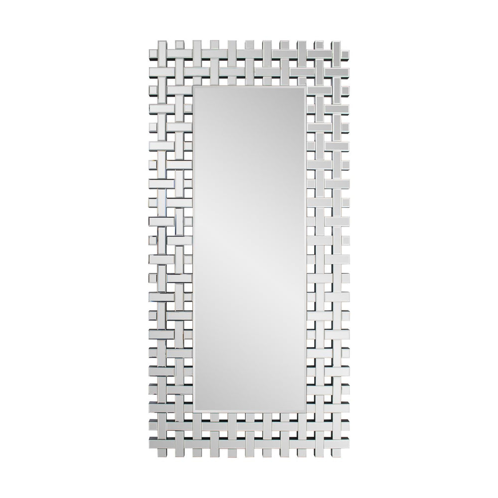 Howard Elliott Madelinne Rectangle Glass Wall Mirror - Versatile Lattice Design, Matte Black Frame, Easy To Hang Silver Mdf 29109-howard-elliott