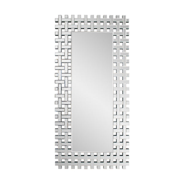 Howard Elliott Madelinne Rectangle Glass Wall Mirror - Versatile Lattice Design, Matte Black Frame, Easy To Hang Silver Mdf 29109-howard-elliott