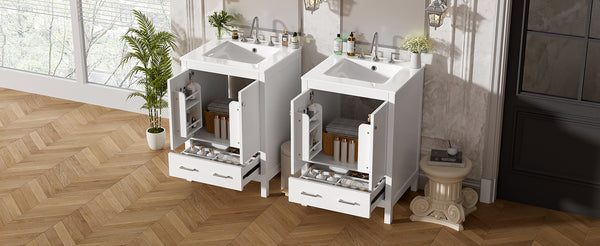 English Elm 48-Inch Modern Bathroom Vanity with Dual Ceramic Sinks, Ample Soft-Close Storage and Stylish Design White N729P000009K