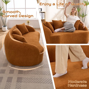 English Elm Ly-049s Curved Chenille Loveseat with Boneless Frame for Modern Living Spaces Orange W2231P402439