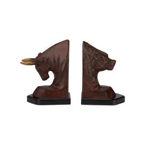 Wildwood Bull Oxidized Cast Brass Bull And Bear Bookends Pair — Hand-Finished Sculptures, Weighted, Elegant DéCor 291195